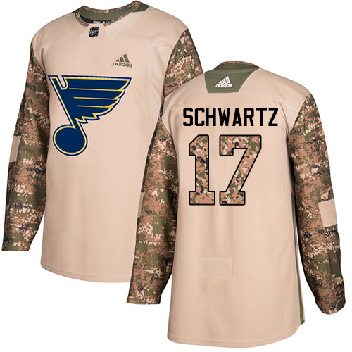 Adidas Blues #17 Jaden Schwartz Camo Authentic Veterans Day Stitched NHL Jersey